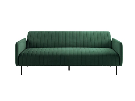 Баккара диван-кровать трехместный прямой с подлокотниками, бархат зеленый 19